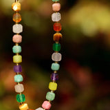 Rainbow Candy Cube Gemstone Beaded Necklace - floysun