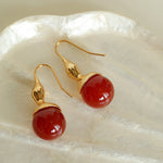 Red Agate Green Agate White Crystal Pearl Ear Hook - floysun