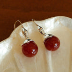 Red Agate Green Agate White Crystal Pearl Ear Hook - floysun