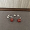 Red Agate Twin Peaks Silver Pine Flower Earrings 925 Silver - floysun