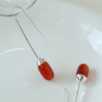 Red Black Agate White Crystal Ear Hooks Drop Earrings - floysun