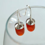 Red Black Agate White Crystal Ear Hooks Drop Earrings - floysun