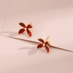 Red Enamel Glaze Earrings Flower Vitality in Bloom - floysun