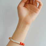 Red Onyx Gradient Silver Tube Stretch Bracelet - floysun