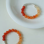 Red Onyx Gradient Silver Tube Stretch Bracelet - floysun