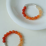 Red Onyx Gradient Silver Tube Stretch Bracelet - floysun