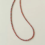 Red Onyx Splicing Blue Phosphorus Beaded Necklace - floysun