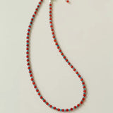 Red Onyx Splicing Blue Phosphorus Beaded Necklace - floysun