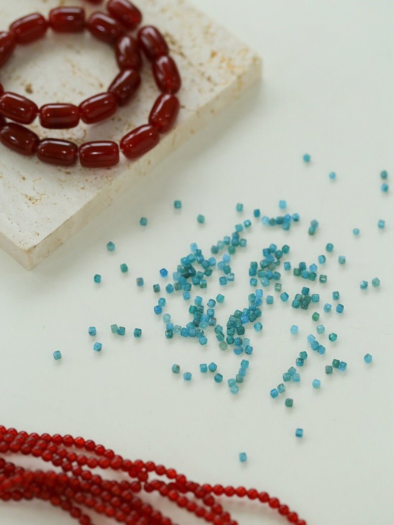 Red Onyx Splicing Blue Phosphorus Beaded Necklace - floysun