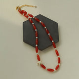 Red Onyx Starfish Beaded Necklace - floysun