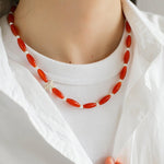 Red Onyx Starfish Beaded Necklace - floysun