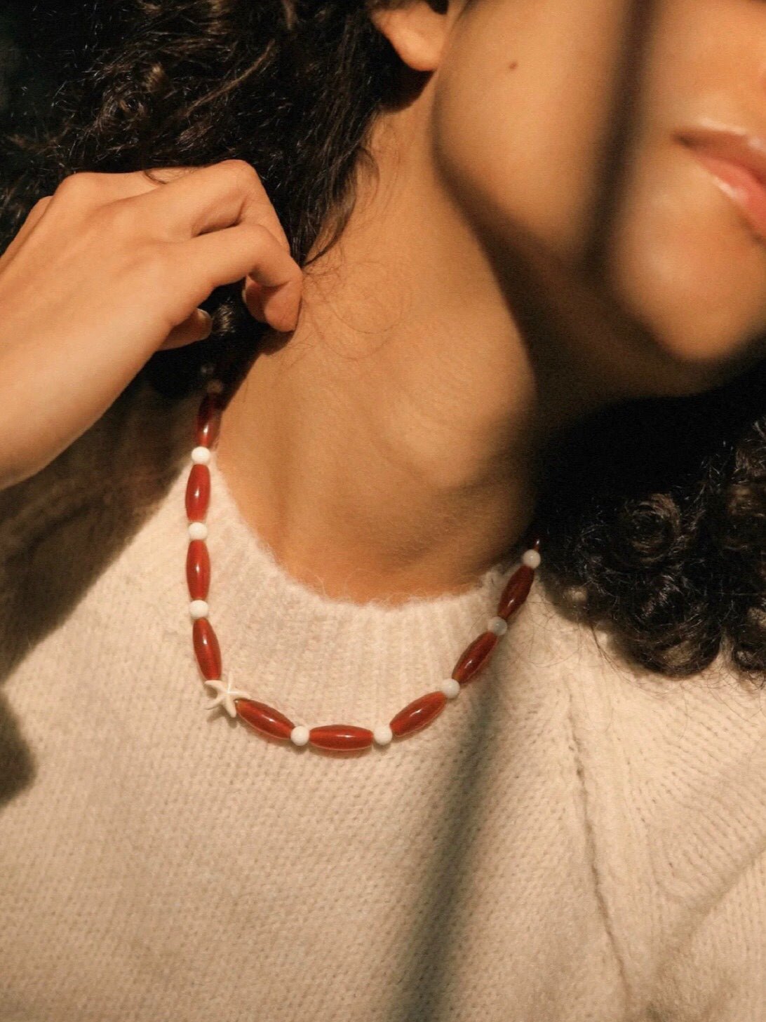 Red Onyx Starfish Beaded Necklace - floysun