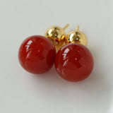 Red Onyx Stud Earrings - floysun