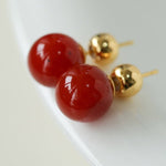 Red Onyx Stud Earrings - floysun