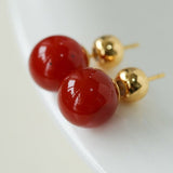 Red Onyx Stud Earrings - floysun