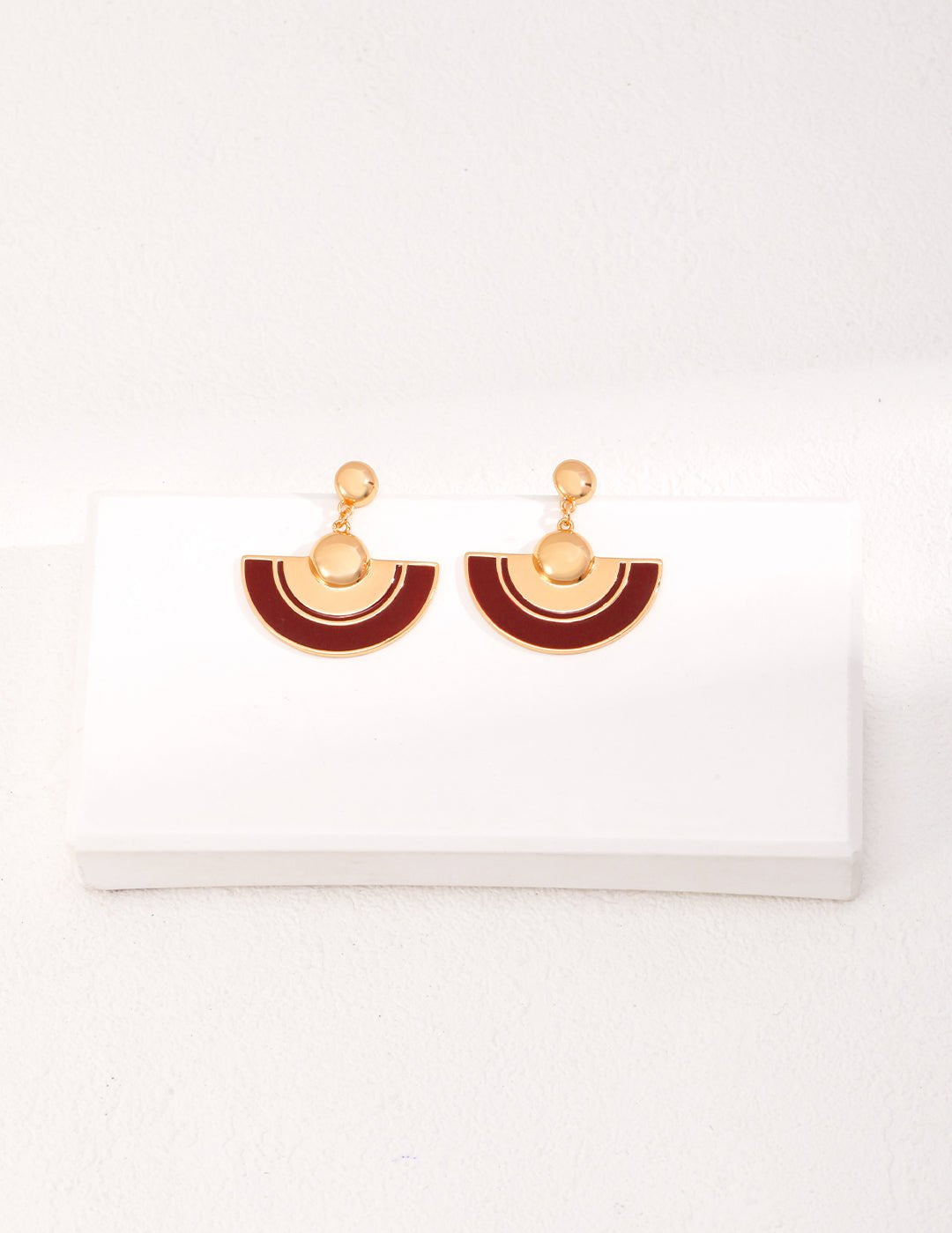 Red Scalloped Glaze Earrings - floysun