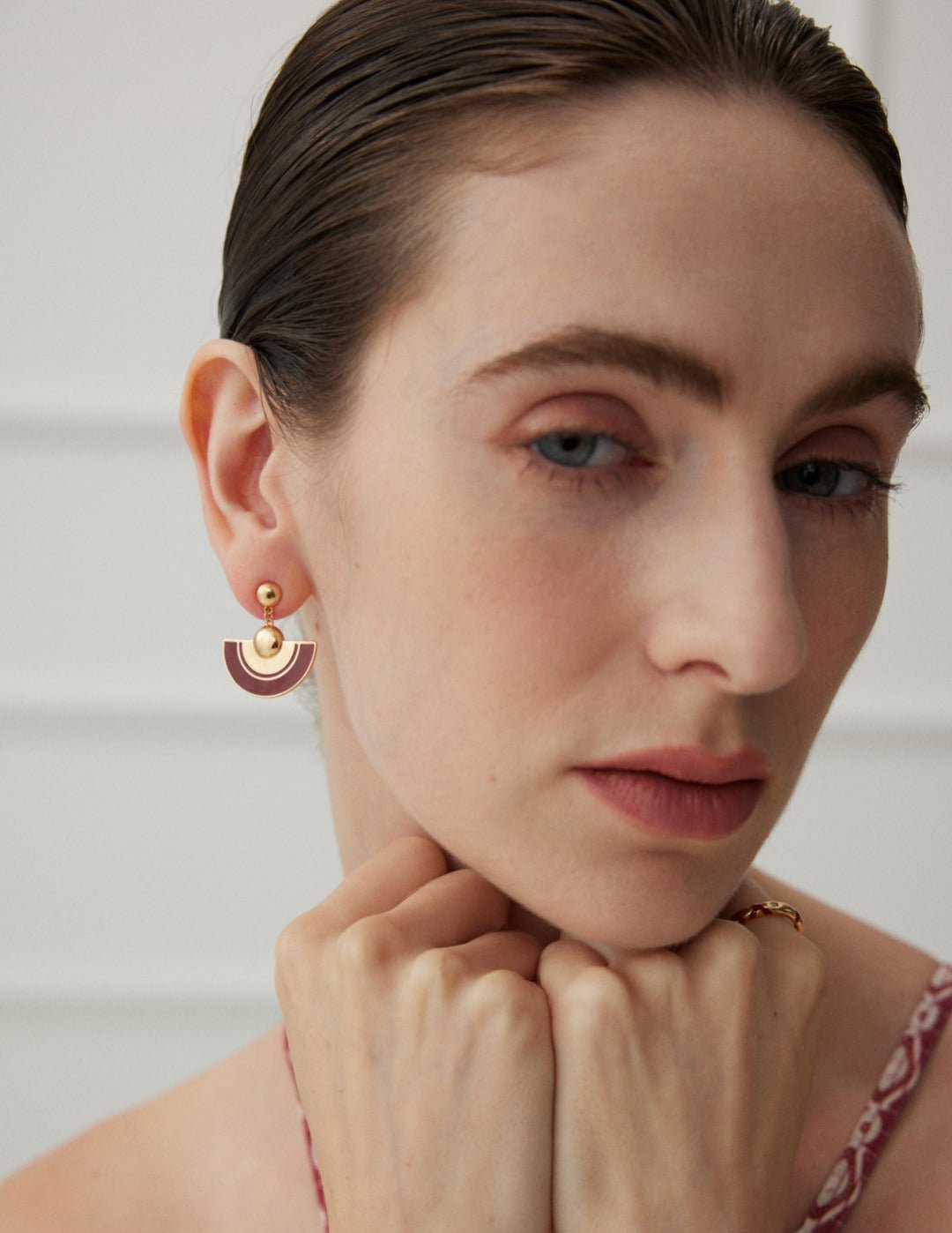 Red Scalloped Glaze Earrings - floysun