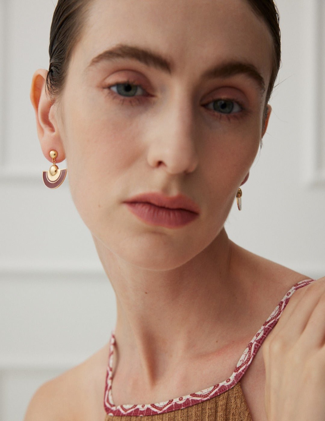 Red Scalloped Glaze Earrings - floysun