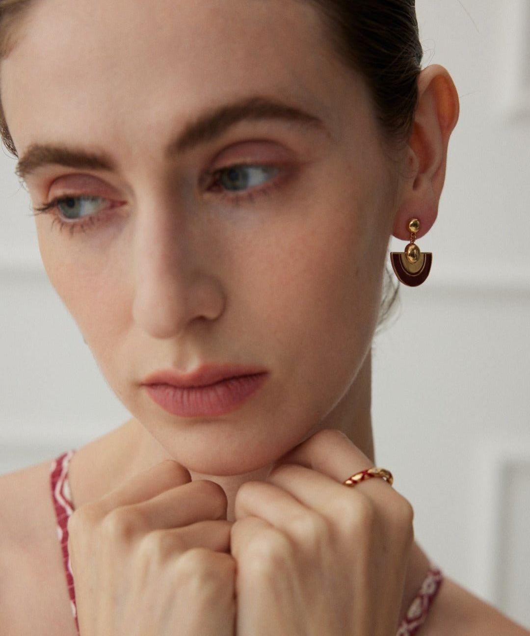 Red Scalloped Glaze Earrings - floysun