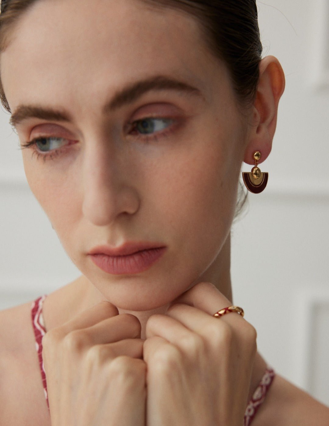 Red Scalloped Glaze Earrings - floysun