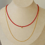 Red Spinels Small Gold Bean Necklaces - floysun