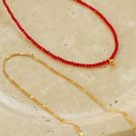 Red Spinels Small Gold Bean Necklaces - floysun