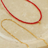 Red Spinels Small Gold Bean Necklaces - floysun