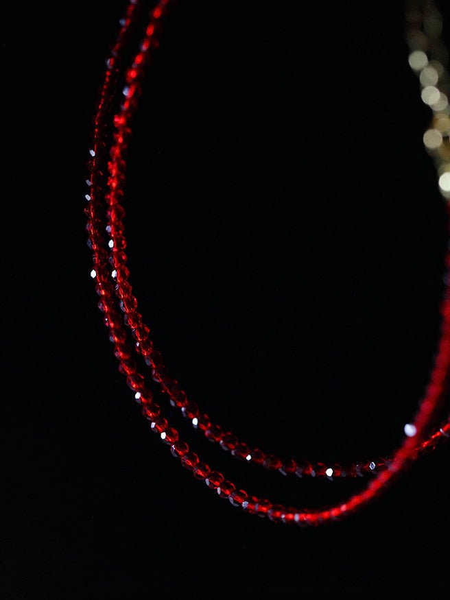 Red Spinels Small Gold Bean Necklaces - floysun