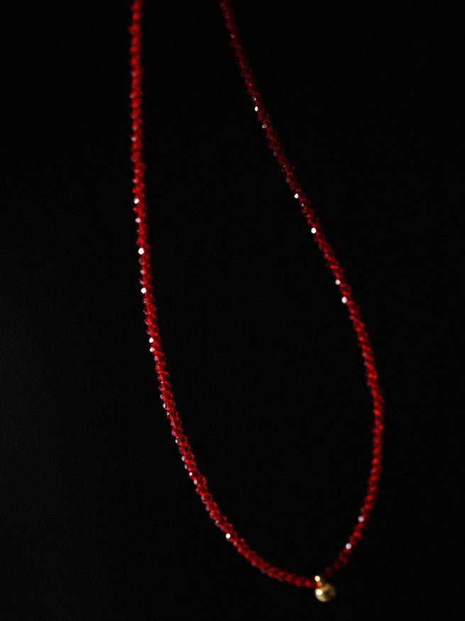 Red Spinels Small Gold Bean Necklaces - floysun