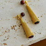 Red Tiger Eye Striped Metal Earrings - floysun