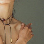 Red Tiger's Eye Pendant Necklace with Black Cord - floysun