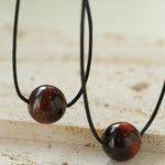 Red Tiger's Eye Pendant Necklace with Black Cord - floysun