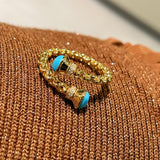 Regal Weave Blue Turquoise Open Ring - floysun