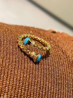 Regal Weave Blue Turquoise Open Ring - floysun