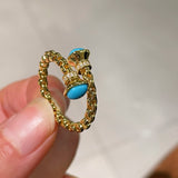 Regal Weave Blue Turquoise Open Ring - floysun