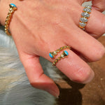 Regal Weave Blue Turquoise Open Ring - floysun