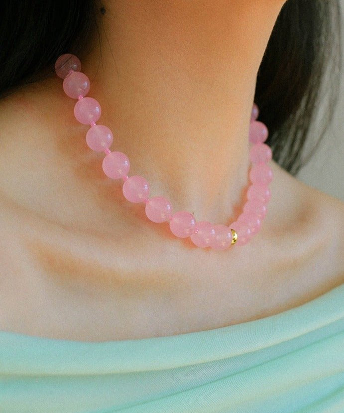 Resort Style Summer Pink Beaded Collarbone Chain - floysun