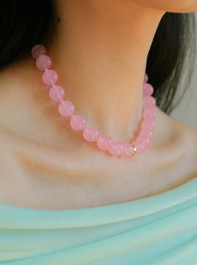 Resort Style Summer Pink Beaded Collarbone Chain - floysun