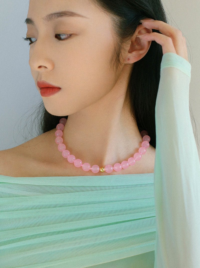 Resort Style Summer Pink Beaded Collarbone Chain - floysun