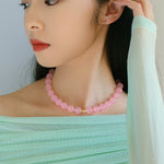 Resort Style Summer Pink Beaded Collarbone Chain - floysun