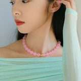 Resort Style Summer Pink Beaded Collarbone Chain - floysun