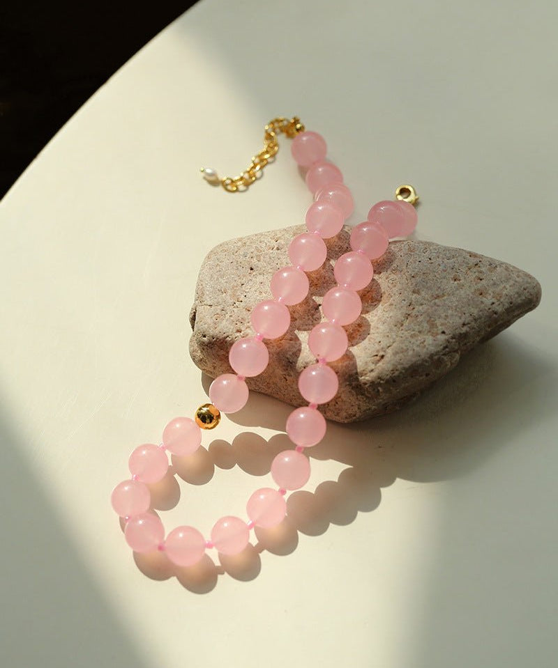 Resort Style Summer Pink Beaded Collarbone Chain - floysun