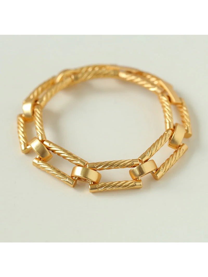 Retro Frosted Gold Square Chain Bracelet - floysun