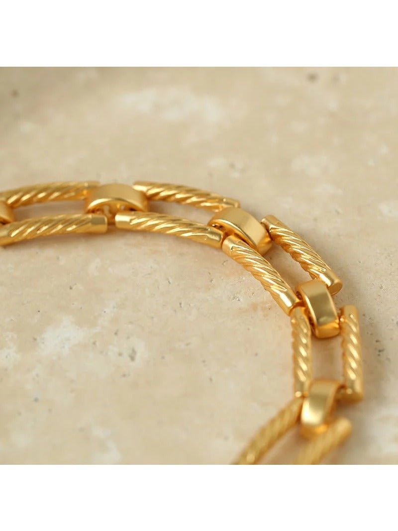 Retro Frosted Gold Square Chain Bracelet - floysun