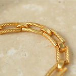 Retro Frosted Gold Square Chain Bracelet - floysun