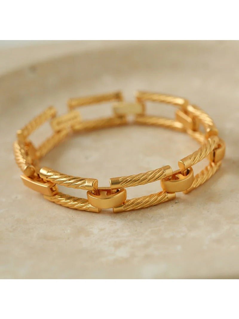 Retro Frosted Gold Square Chain Bracelet - floysun