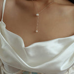 Retro Pull - Through Pearl Pendant Necklace - floysun