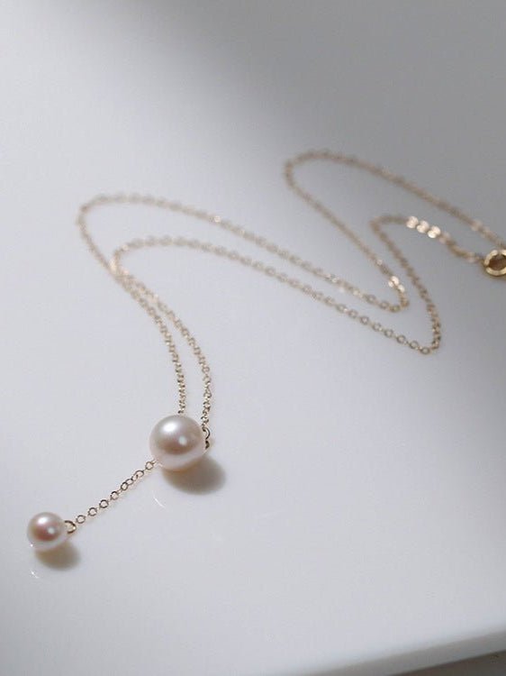 Retro Pull - Through Pearl Pendant Necklace - floysun