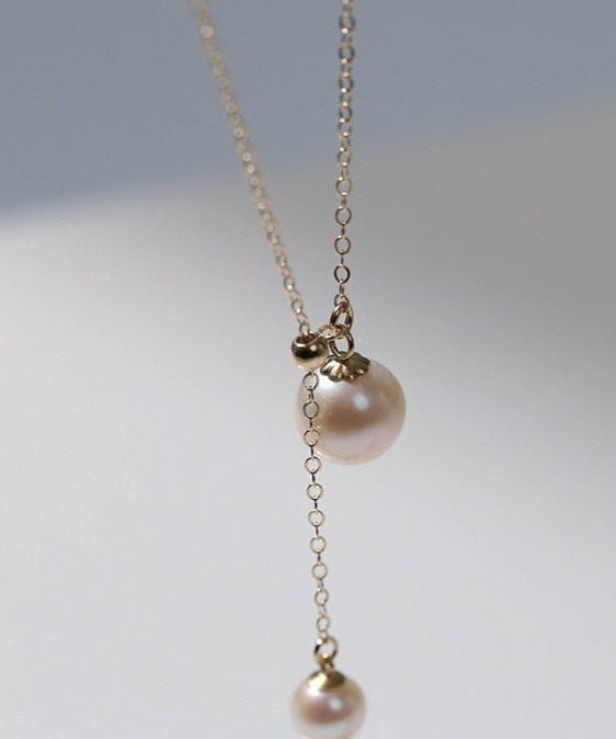 Retro Pull - Through Pearl Pendant Necklace - floysun