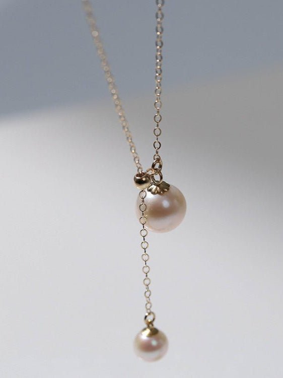 Retro Pull - Through Pearl Pendant Necklace - floysun